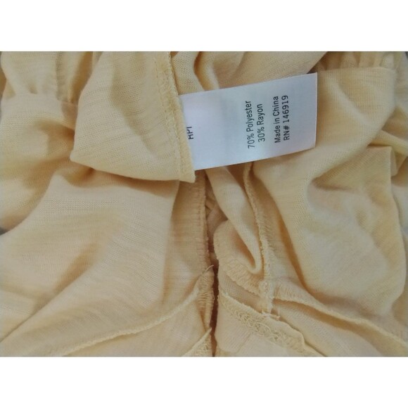 SO Top Women's M Short Sleeve V-Neck Baby Doll Flounce Ruffle Yellow Stretchy - Picture 5 of 7